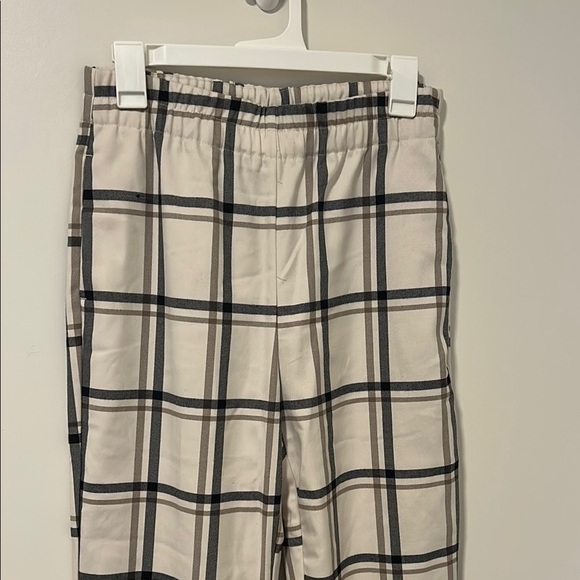 Zara Pull On Elastic Waistband Plaid Work Career Office Pants Size Small - Picture 1 of 5